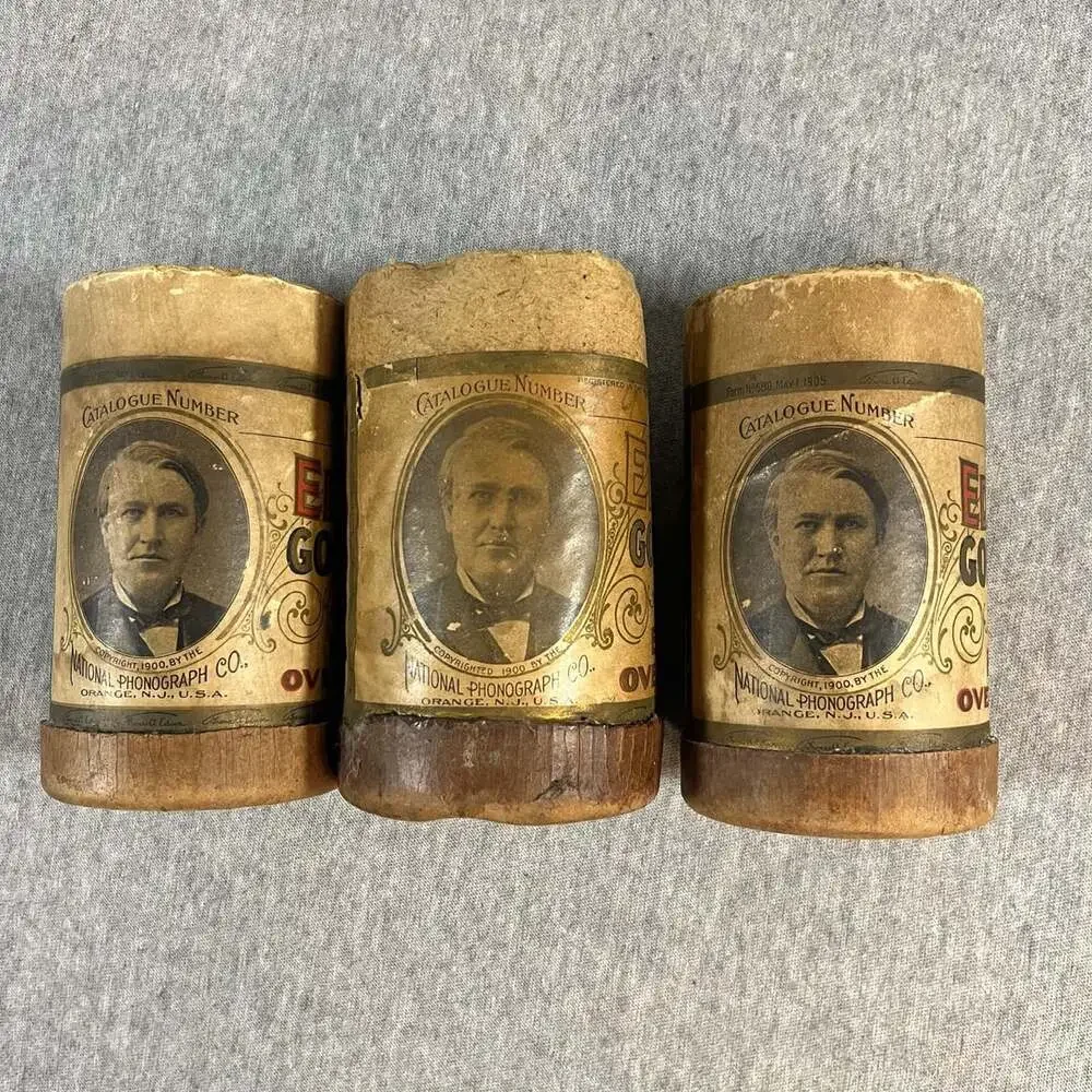 Lot Of 3-Edison Gold Moulded 2-Record Cylinders 3-Boxes No Lids